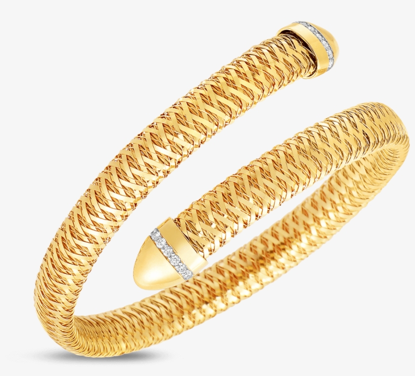 Flexible Snake Cuff With Diamonds 18k Yellow Gold - Golden Snake Bracelet Png, transparent png