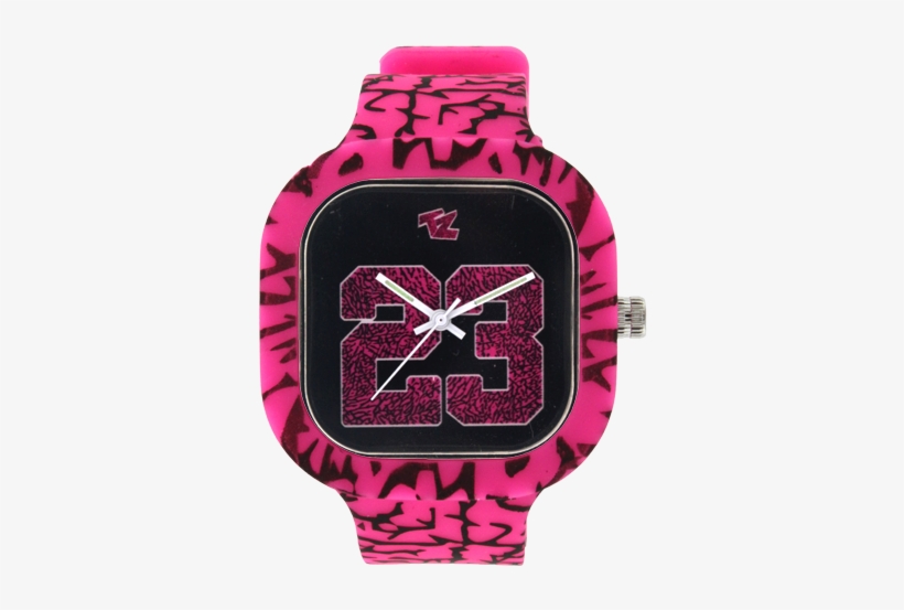 23 Pink Elephant Print Black Face Pink Elephant Band - Analog Watch, transparent png