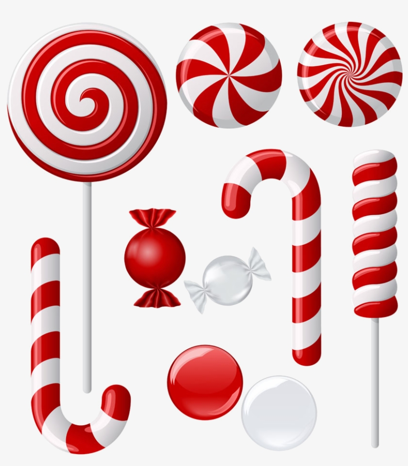 Cartoon Candy Canes - Christmas Lollipop Vector, transparent png