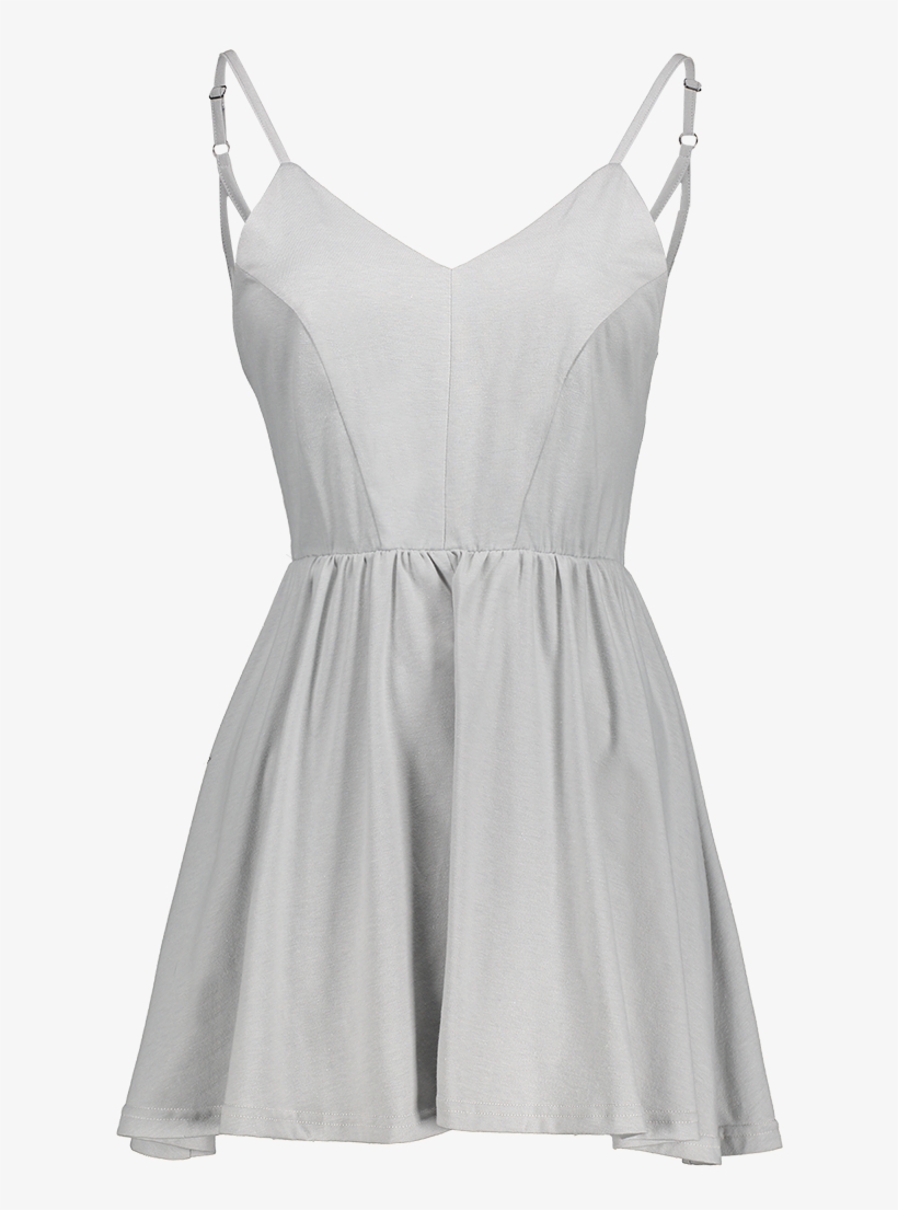 Strappy Grey Skater Dress, transparent png