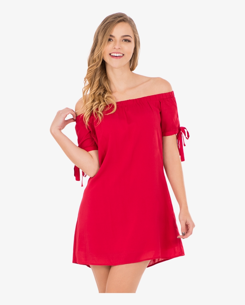 Vestido Sin Hombros Moño - Cervene Saty, transparent png