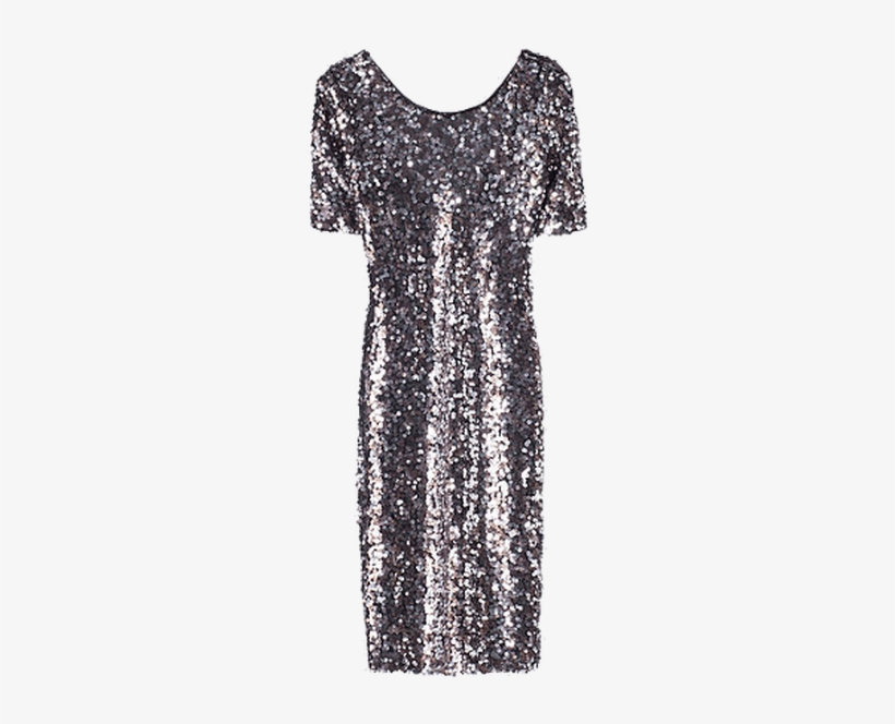 Vestido De Lentejuelas Color Plata - Vestido Lentejuelas Png, transparent png
