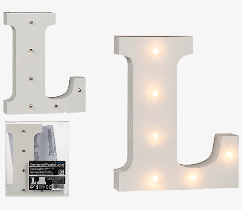 Light Up Wooden Letter L - White 16cm, transparent png