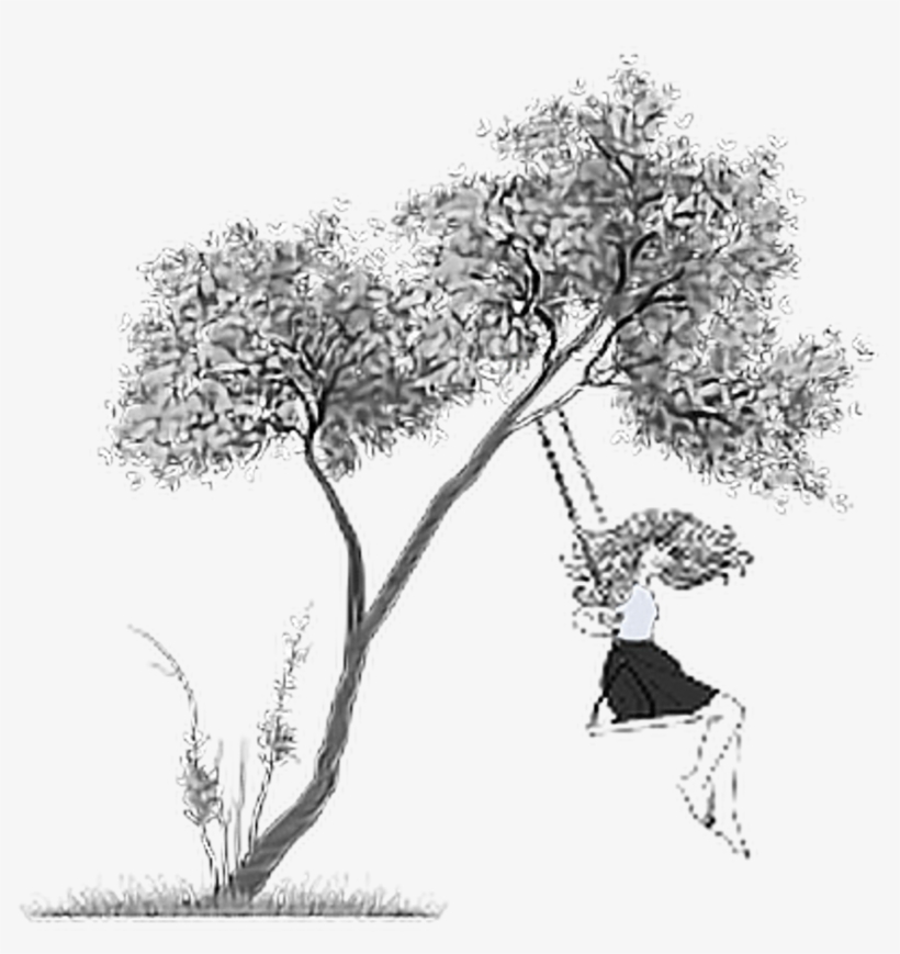 Ftestickers Girl Tree Swing Woman - Png Format Tree Plant Png, transparent png