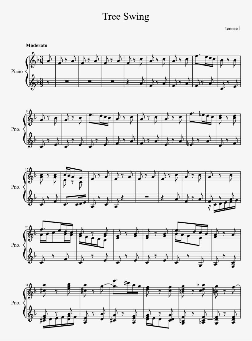 Tree Swing Sheet Music Composed By Teesee1 1 Of 5 Pages - That's What Friends Are For Score, transparent png