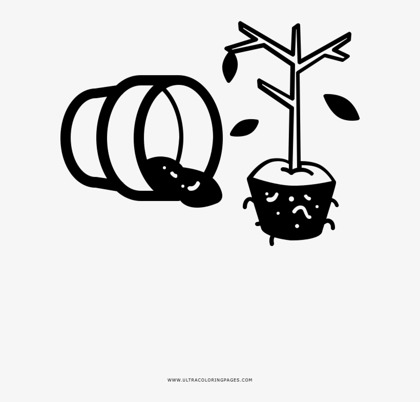 Dry Tree In A Pot Coloring Page - Flowerpot, transparent png