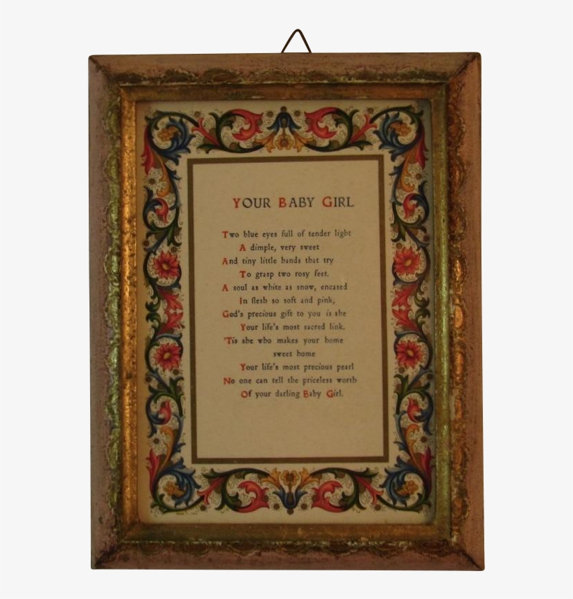 Your Baby Girl Poem In Florentine Frame Made In Italy - Heaven, transparent png