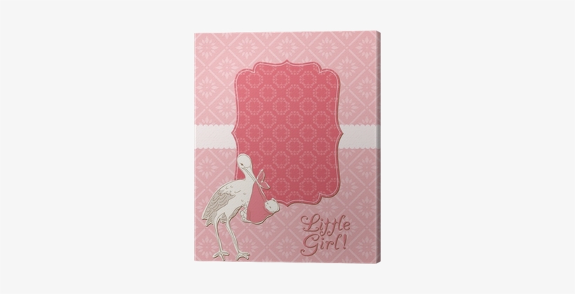 Baby Girl Arrival Card With Photo Frame In Vector Canvas - Child, transparent png