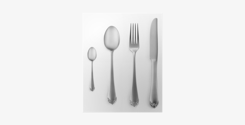 Silverware Set With Fork, Knife, And Spoon Poster • - Cutlery, transparent png