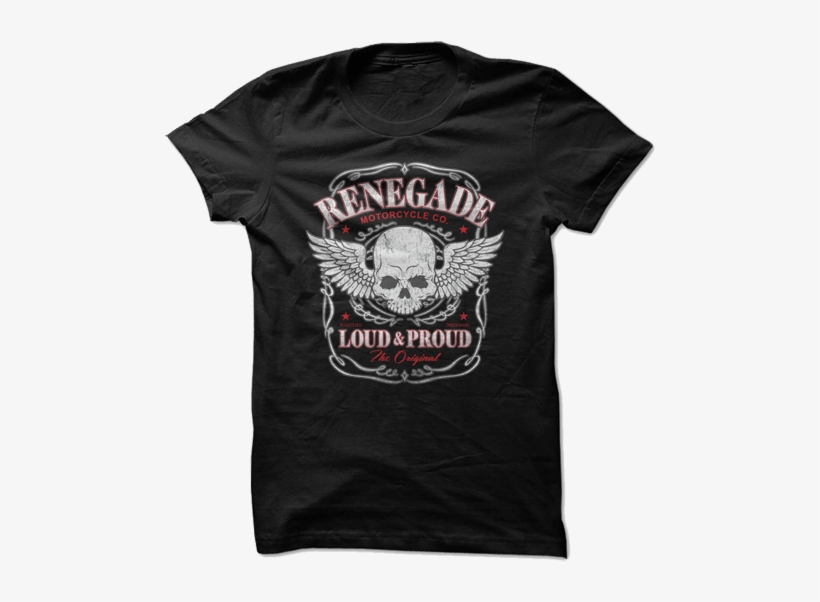 Renegade Skull Biker Tee Shirt - T Shirts, transparent png