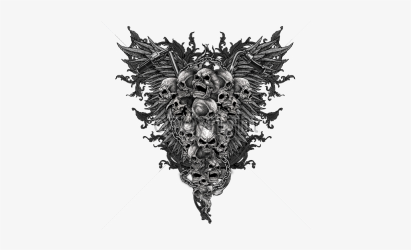 Biker Skulls And Wings - Chopper Motorcycle Biker Skull Death Skeleton Chains, transparent png