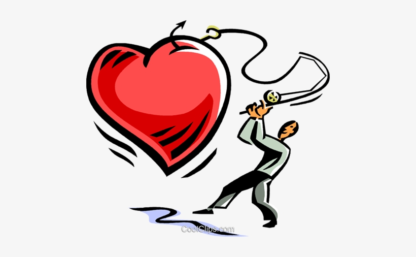 Man With A Fishing Pole Catching A Heart Royalty Free - Pescadores De Homens Png, transparent png