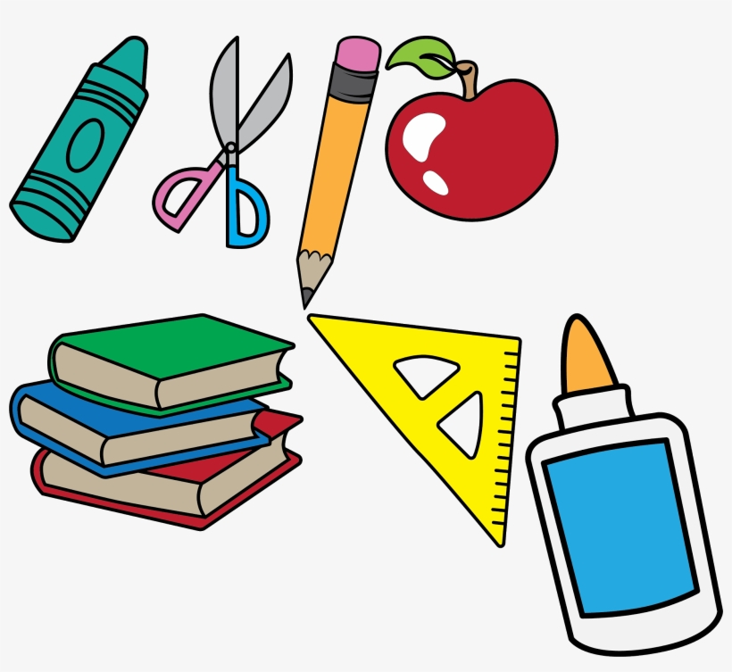 Back To School Crayon Scissors Pencil Ruler Apple Books - School Designs For Cricut, transparent png