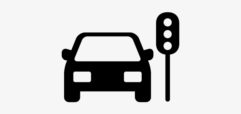 Car Stopped Traffic Lights Vector - Traffic Light Car Icon, transparent png