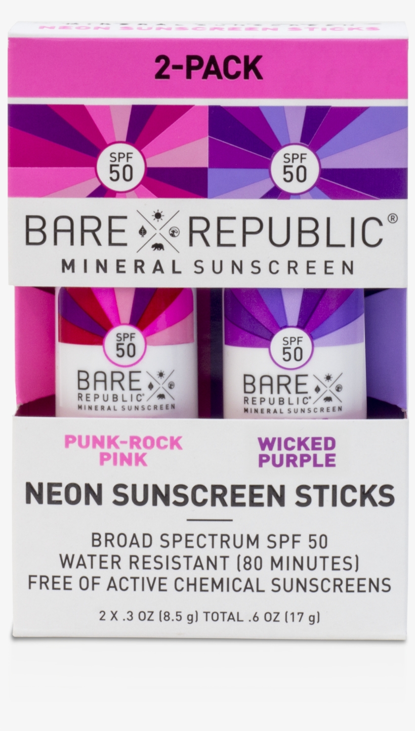 Bare Republic Mineral Neon Spf50 Color Stick Duo Pack - Sunscreen, transparent png