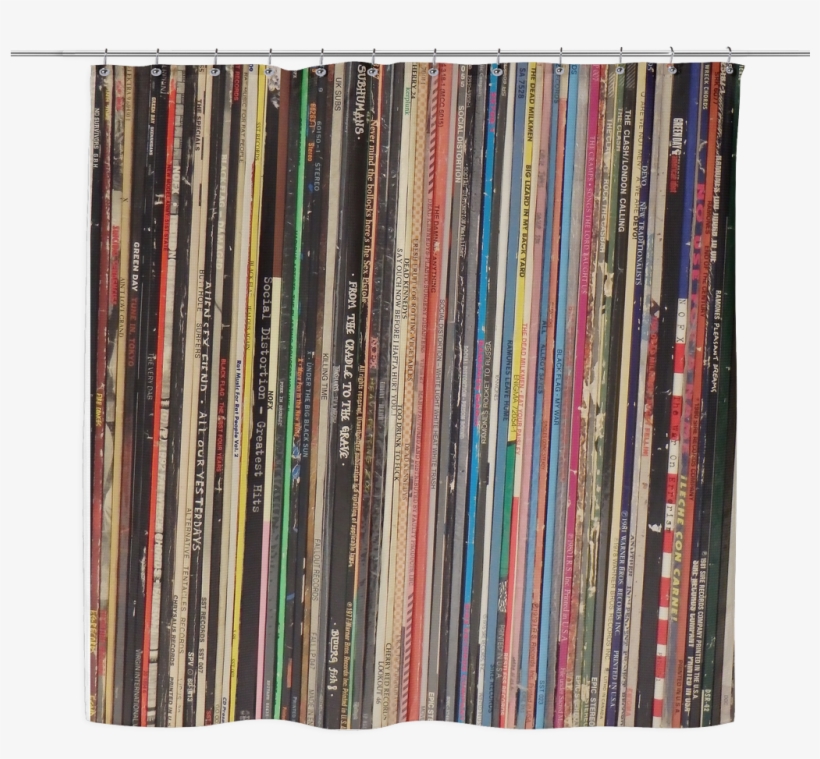Retro Shower Curtain, Vinyl Record Albums, Punk Rock 1024x1024 PNG
