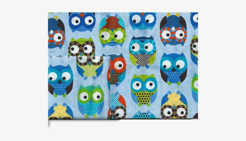 Large Blue Owl Print Cotton Fabric, transparent png