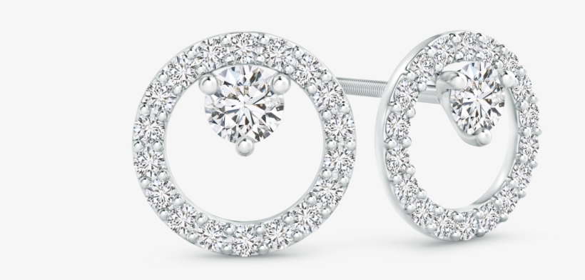 Floating Lab Grown Diamond Circle Stud Earrings - Three Stone Lab Grown Diamond Halo Engagement Ring, transparent png