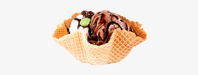 Sorvete Com Acompanhamentos - Ice Cream In Waffle Bowl, transparent png