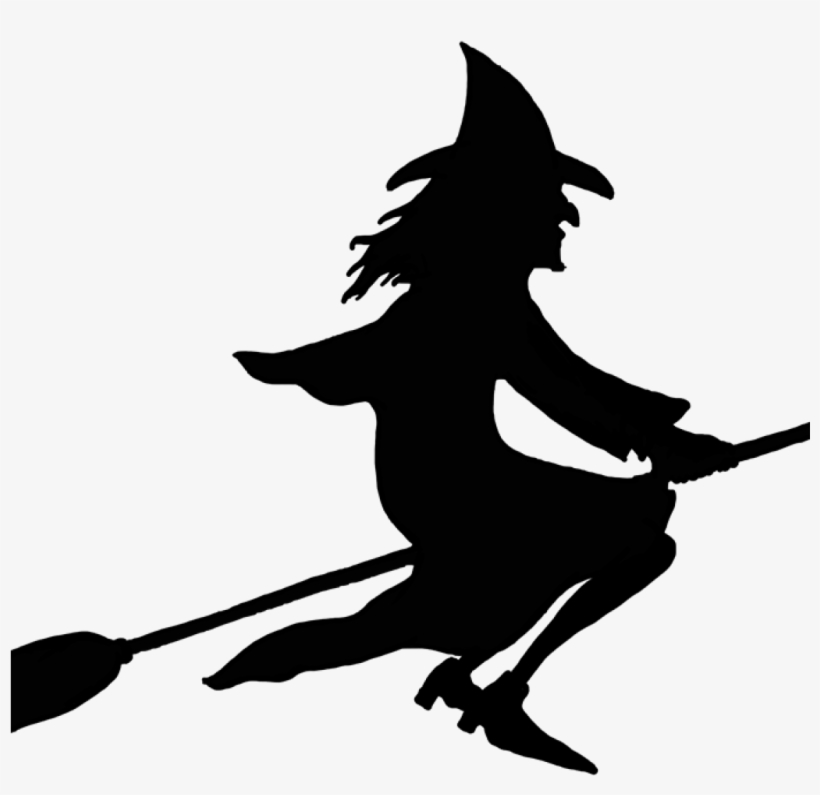 Witch On Broom Clipart Witch On Broomstick Silhouette - Transparent Background Witch Clipart, transparent png