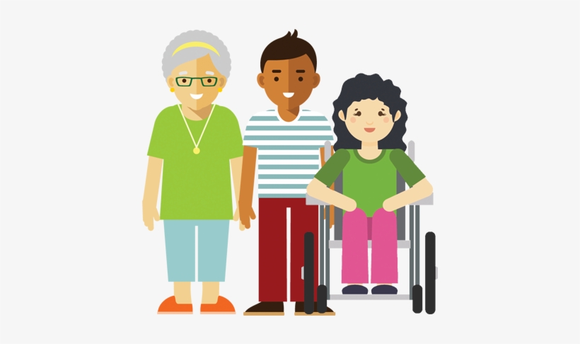 Illustration Showing A Group Of People Stood Side By - Disability, transparent png