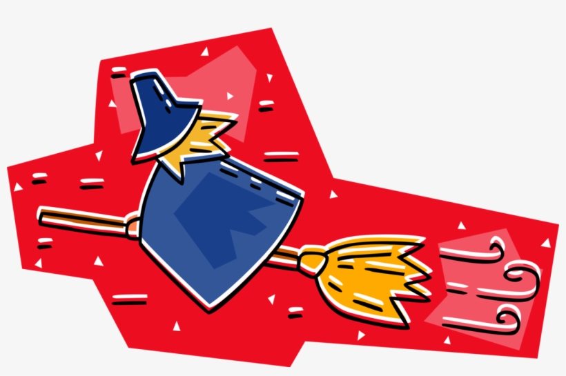 Vector Illustration Of Halloween Sorceress Witch Riding - Clip Art, transparent png