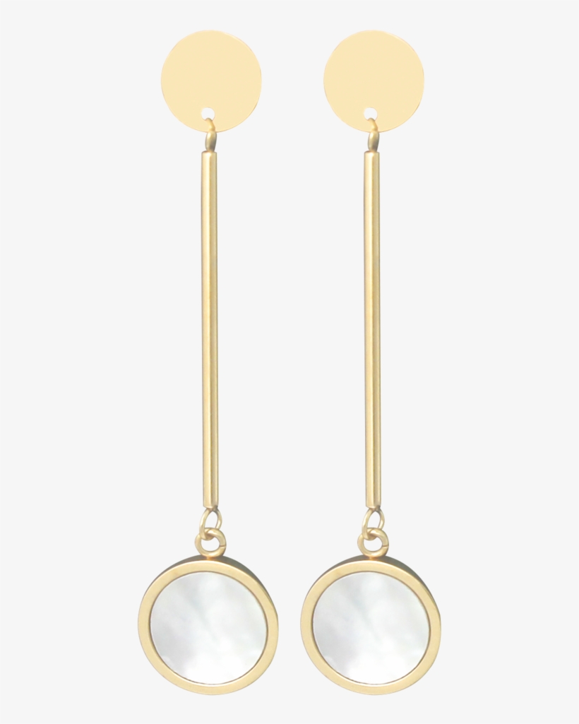 Arete Dorado Largo Con Circulo Plateado Aa18060172 - Gold, transparent png