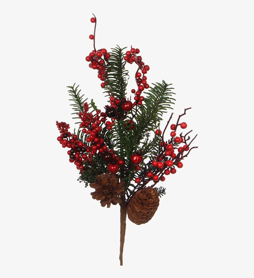 Fir Branch With Red Berries And Cones, 53cm - Berry, transparent png