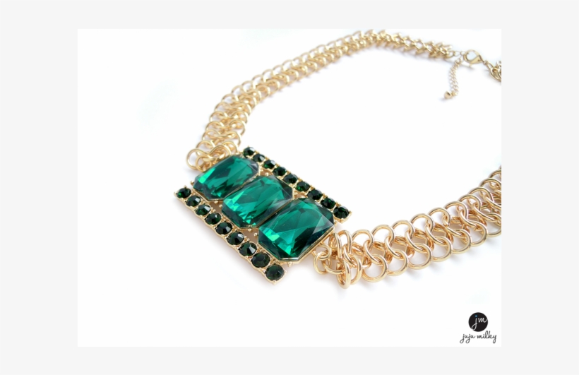 Emerald Gem Multilink Chain Necklace - Necklace, transparent png