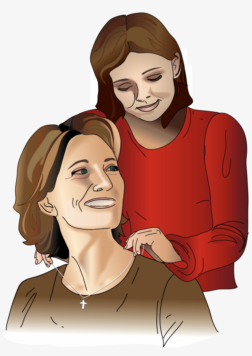 Daughter Gives Mom A Necklace - Mother And Adult Daughter Clip Art, transparent png