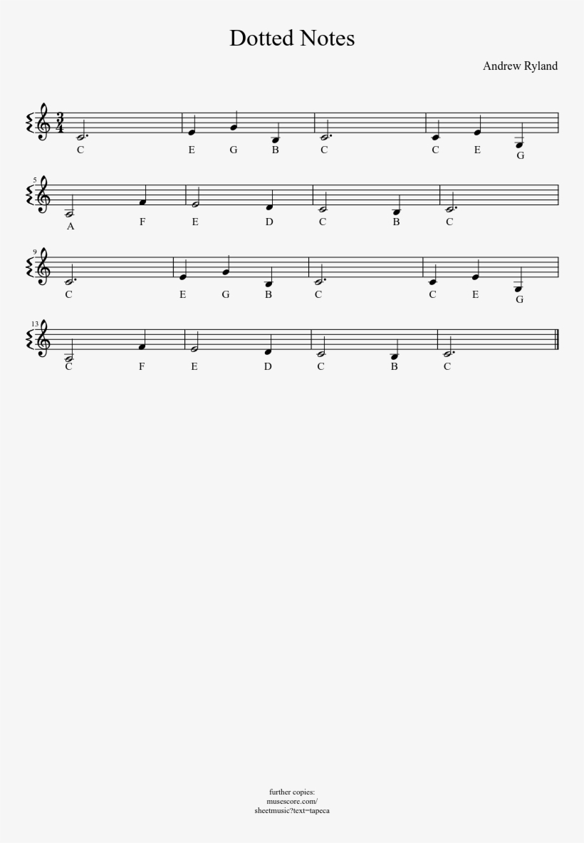 Dotted Notes Sheet Music Composed By Andrew Ryland - Sheet Music, transparent png