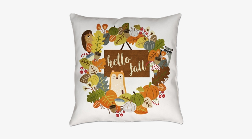 1818 "hello Fall Wreath" Cotton Twill Pillow - Cotton, transparent png