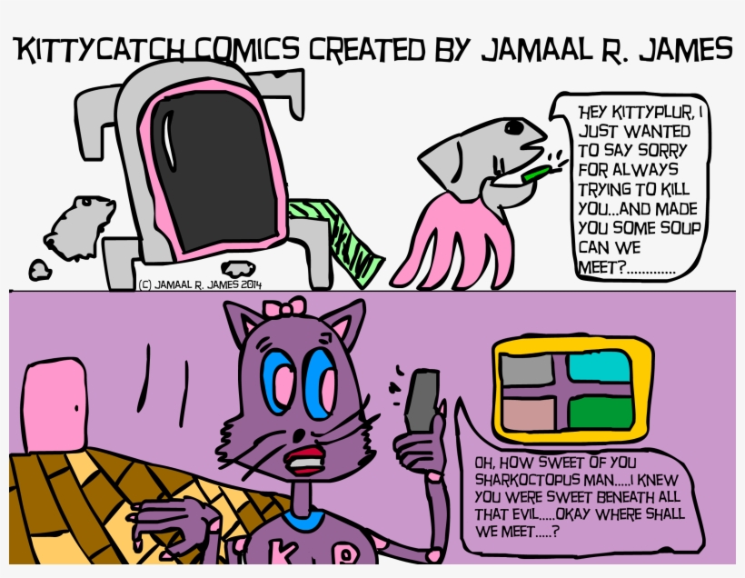Kitty Catch Comic Strip Created By Jamaal R - Comics, transparent png