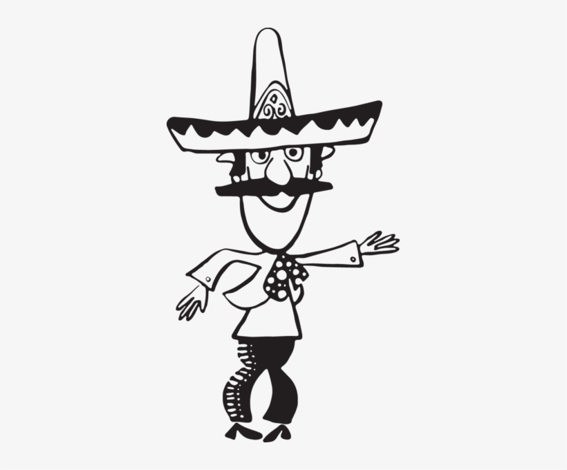 Cartoon Mexican Man - Mexican Man Clipart Black And White, transparent png