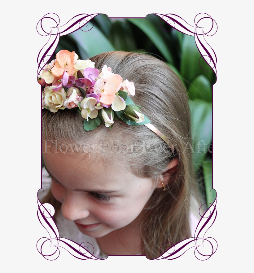 Autumn Fall Pastel Flower Girl Headband Floral Hair - Headband, transparent png