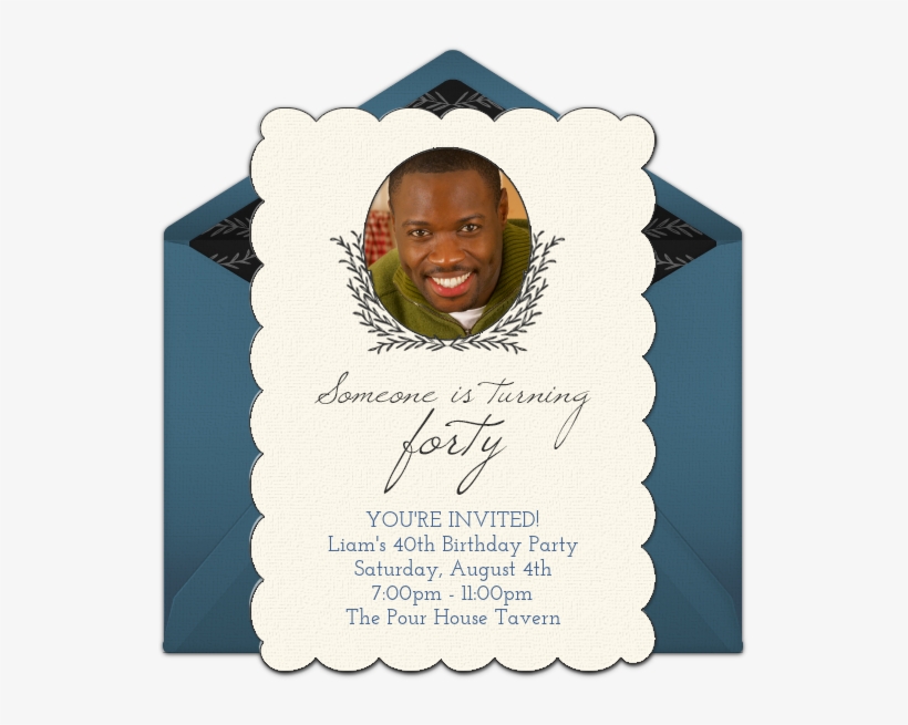 40th Birthday Photo Online Invitation - Place Card, transparent png