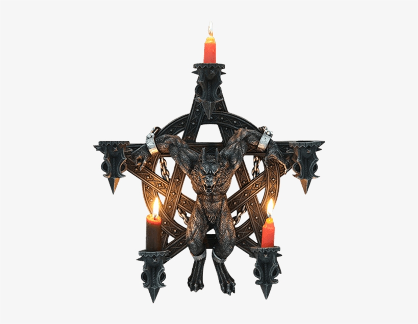 Werewolf Pentagram Candle Holder - Pacific Trading Wolfman Pentagram Candle Holder, transparent png