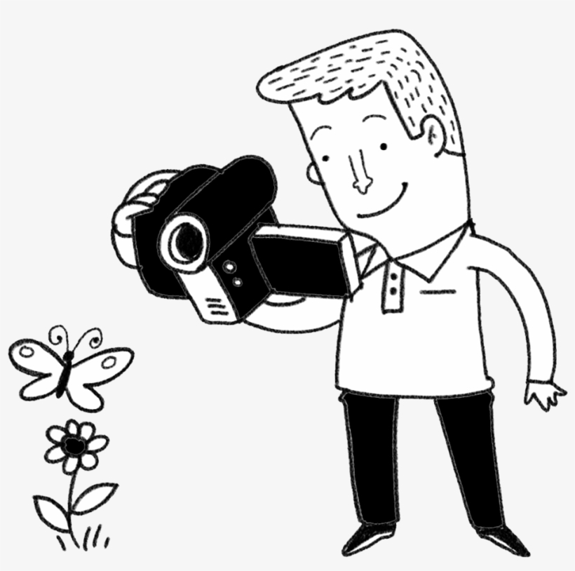 Filming In Research - Cartoon Person Filming Png, transparent png