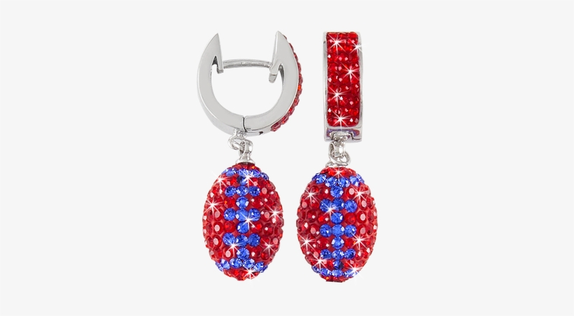 Red And Blue Crystal Football Earrings - Crystal Football Earrings, transparent png