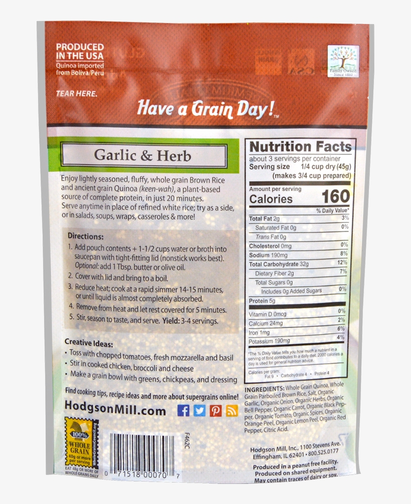 Quinoa & Brown Rice - Hodgson Mill Quinoa And Brown Rice Nutrition, transparent png