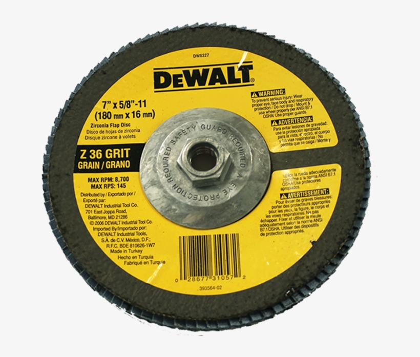 Dewalt 60 Grit Flap Disc - Dewalt 7 Inch Diameter X 5/8-11 Threaded Hole Coated, transparent png