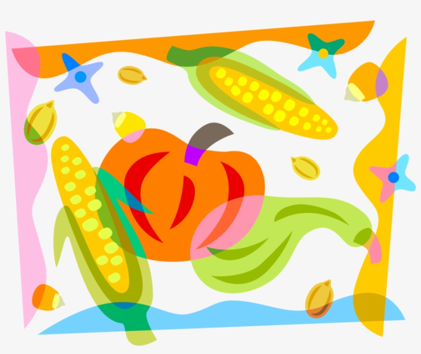 Fall Autumn Harvest Pumpkin With Corn - Food, transparent png