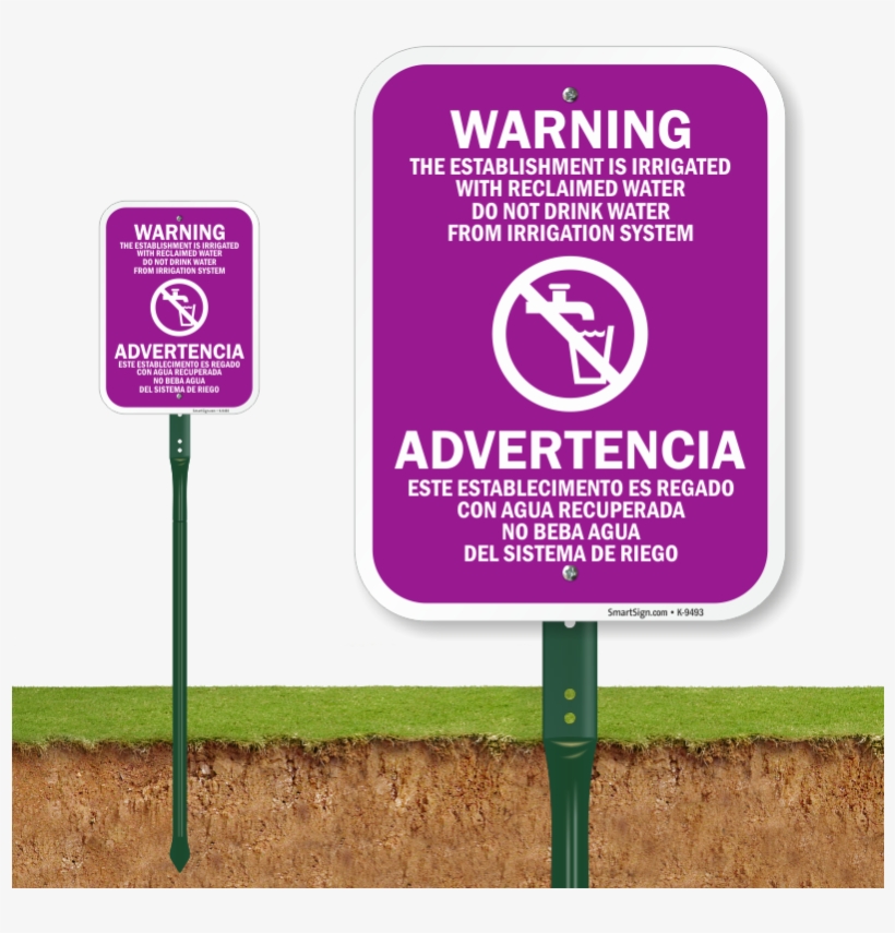 Bilingual Establishment Irrigated With Reclaimed Water - Do Not Feed The Pigeons Sign, transparent png