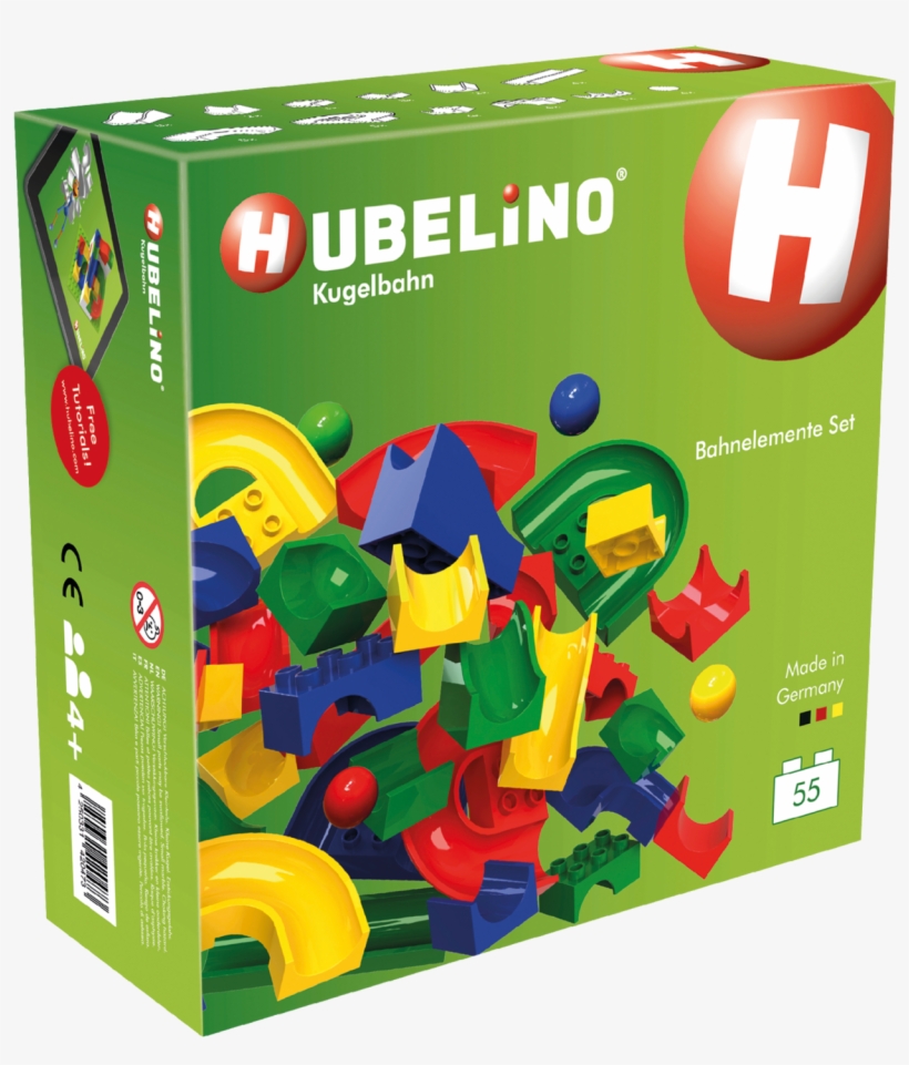 55-piece Run Elements Set - Hubelino Marble Run - 105 White Building Blocks - Made, transparent png