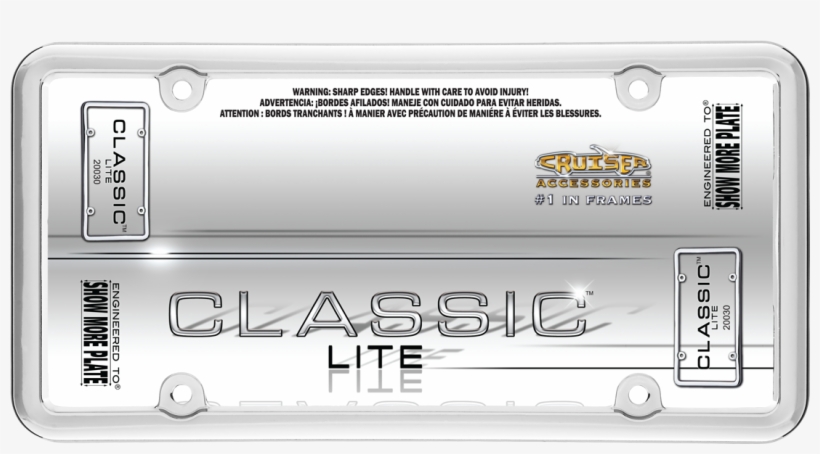Classic Lite, Chrome - Classic Lite Plain Metal Chrome License Plate Tag Frame, transparent png