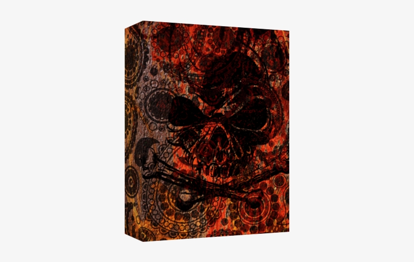 Angry Skull Emerging From Grunge Paisley And Fire - Cushion, transparent png