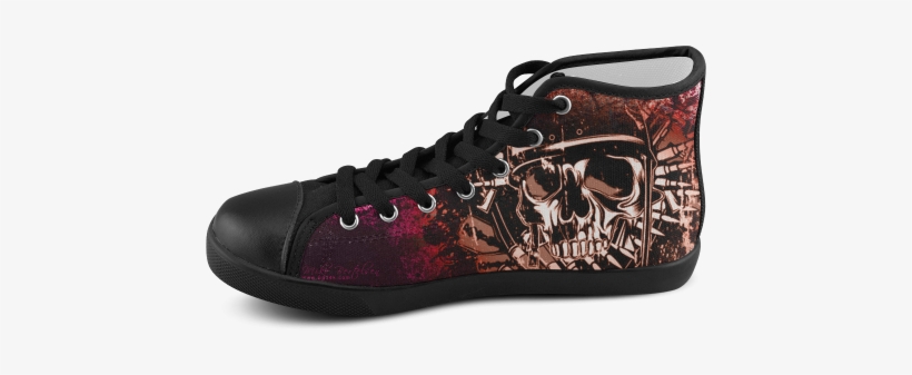 Militia Grunge Skull Men's High Top Canvas Shoes - Anime Black Rock Shooter #15 Women's High Top Lace-up, transparent png
