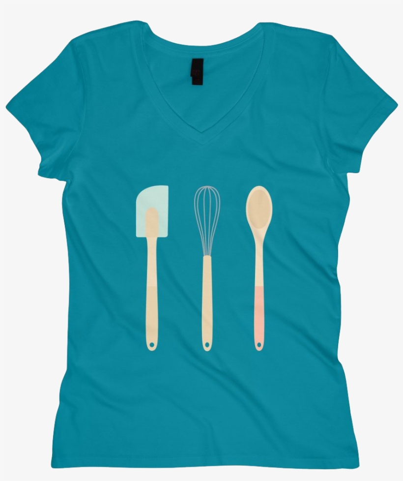 Baking Utensils V-neck Tee - T-shirt, transparent png