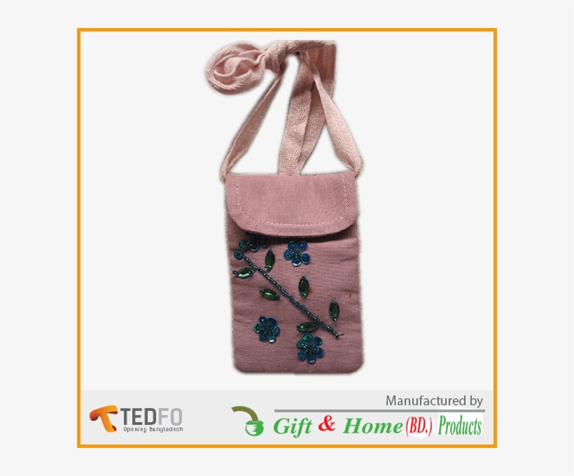 Hand Made Jute Mobile Pouch , Custom Lace Design - Jute Shoulder Bag, transparent png