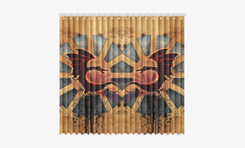 Funny Cartoon Dragon With Floral Elements Window Curtain - Window Valance, transparent png